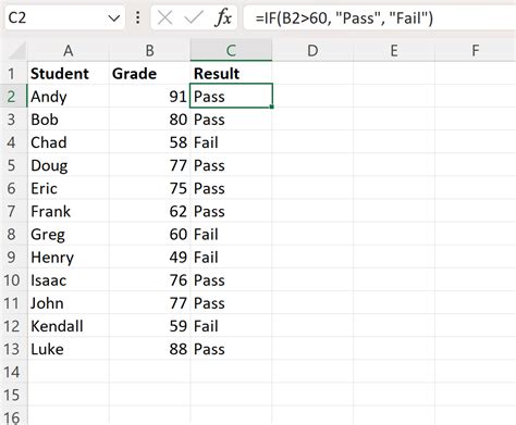 Excel: How to Create a Pass or Fail Formula .